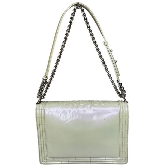 Chanel Pearl Iridescent Glazed Patent Leather Large Reverso Boy Flap Bag - Picture 9 of 16